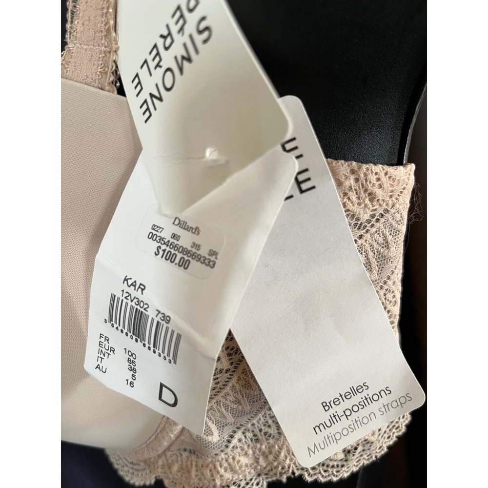 Simone Perele BRA 38D karma plunge multi position strap pale sand lace trim NWT - Picture 5 of 8